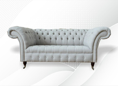 Chesterfield 2 Sitzer Wohnzimmer Couch Sofa Polster Textil Stoff Garnitur Neu